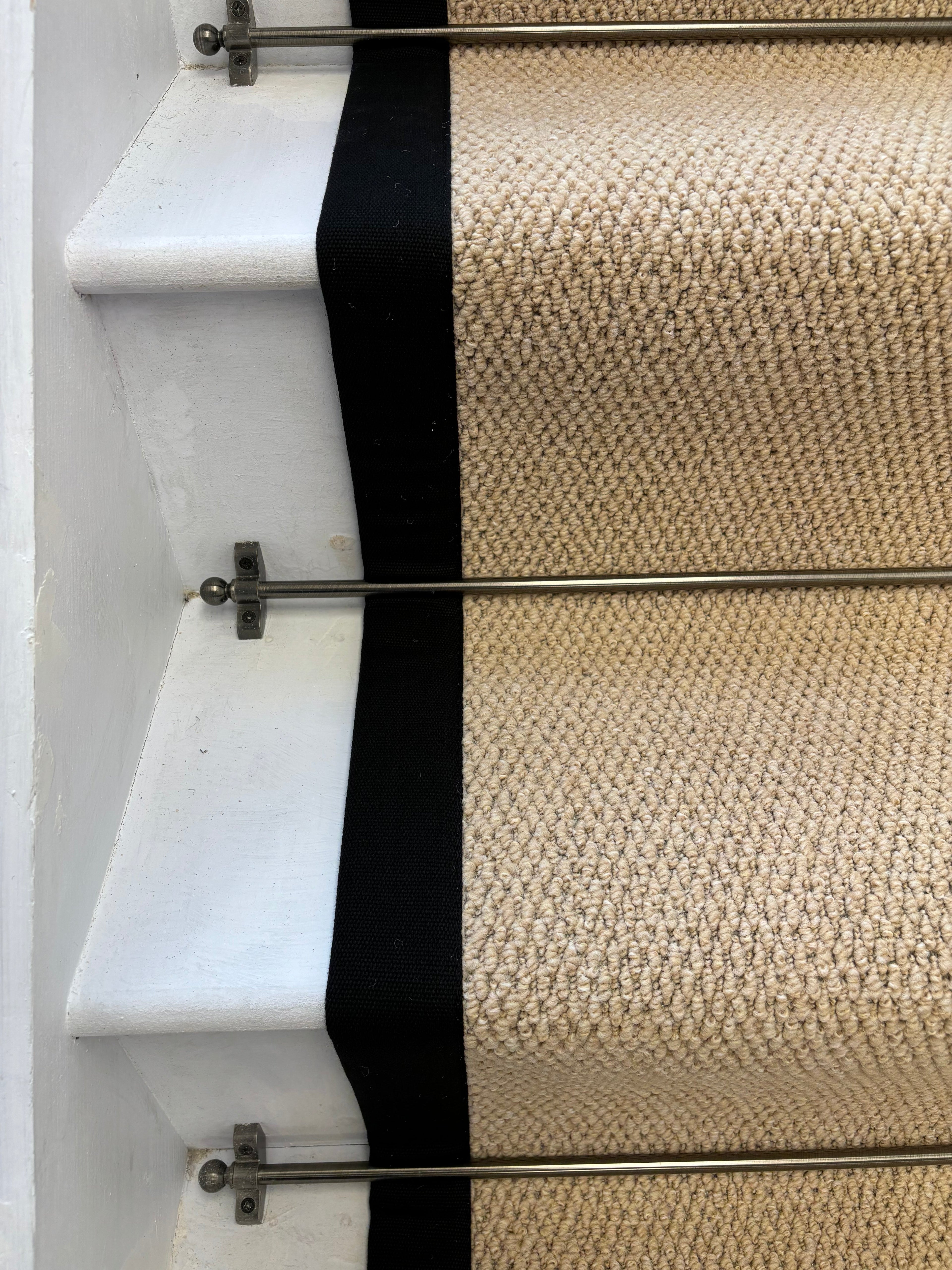 Regatta Beige Stair Runner With 100% Cotton Black Border