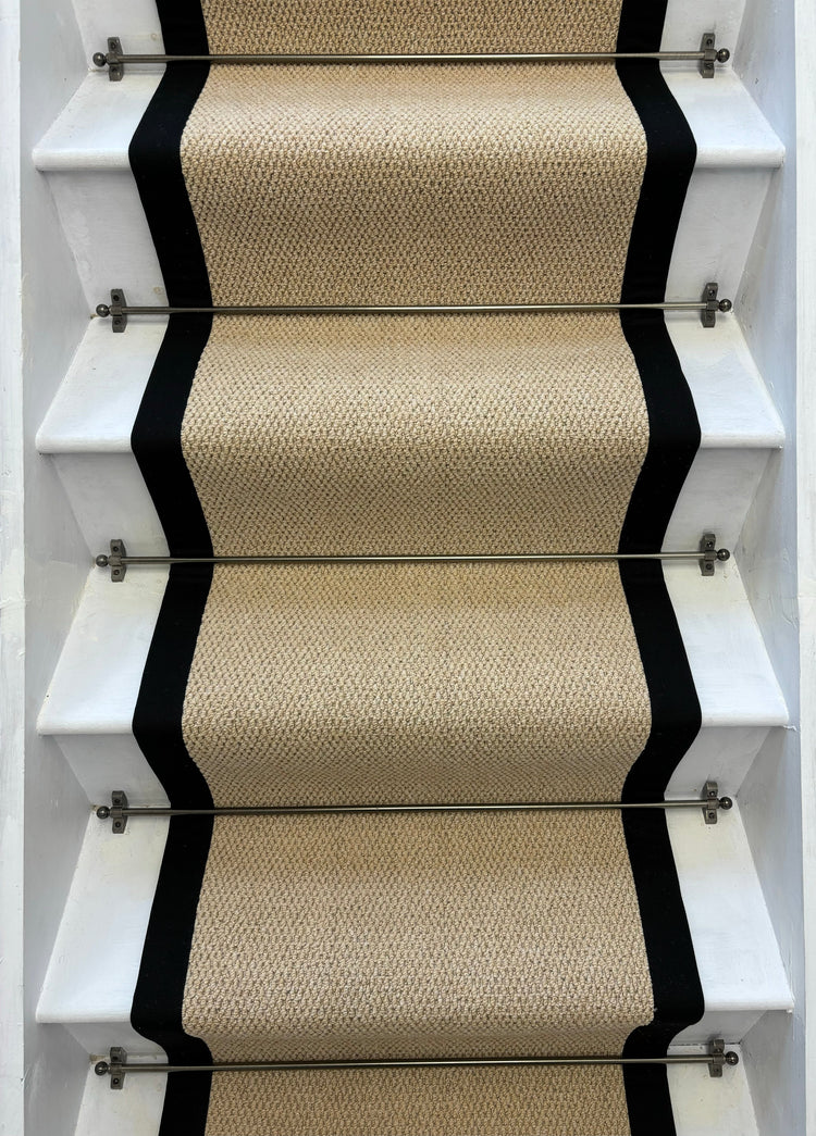 Regatta Beige Stair Runner With 100% Cotton Black Border