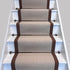 Herringbone Chalk Beige Wool Stair Runner with 100% Brown Cotton Border