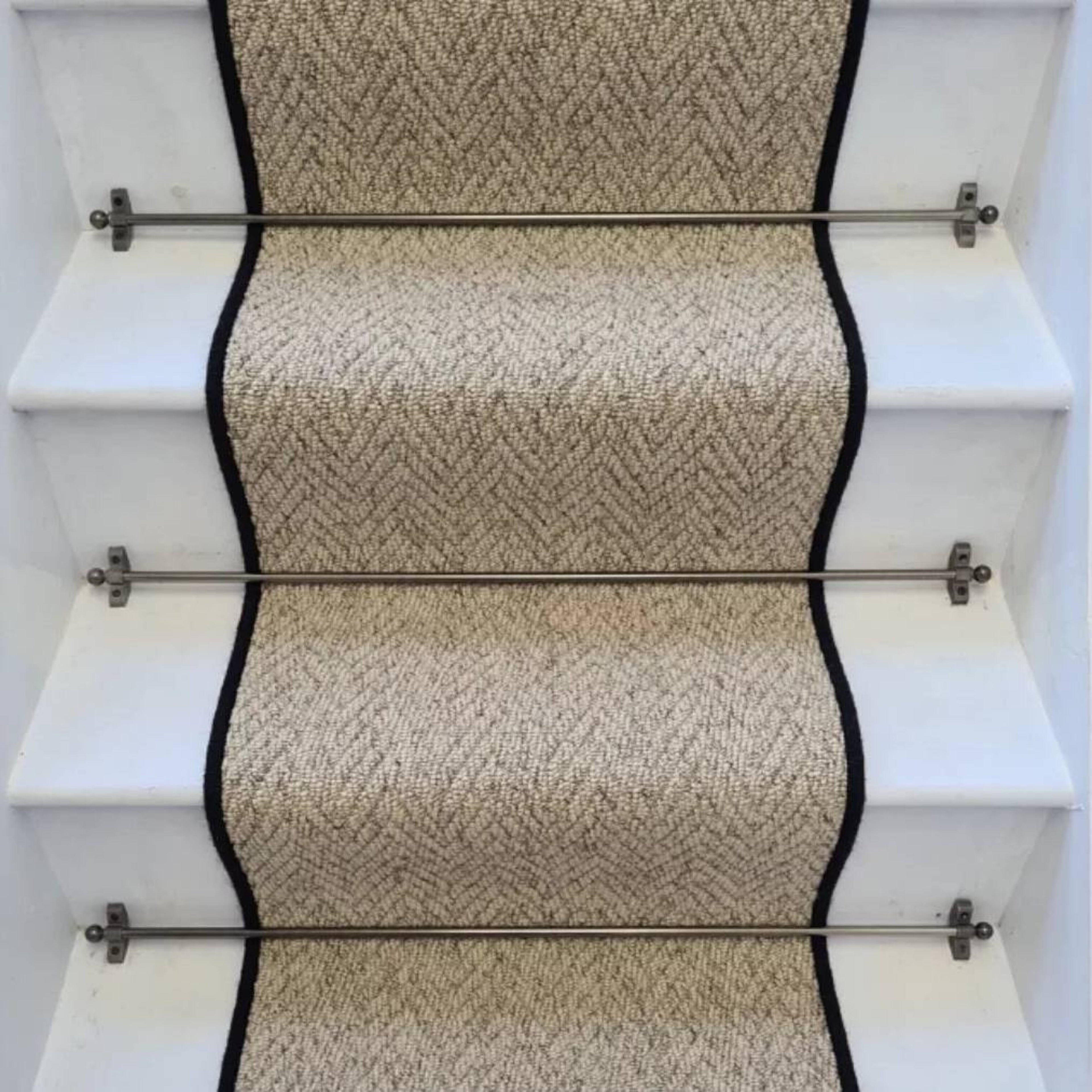 Herringbone Biscotti Stair Runner with 100 % Wool Edge