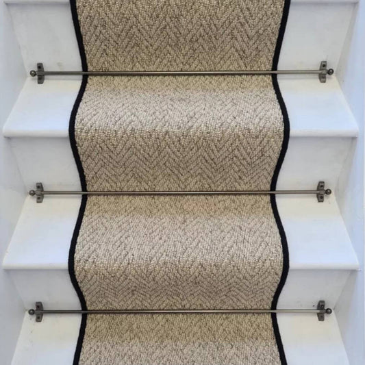 Herringbone Biscotti Stair Runner with 100 % Wool Edge