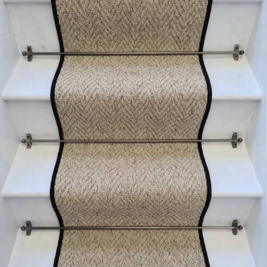 Herringbone Biscotti Stair Runner with 100 % Wool Edge