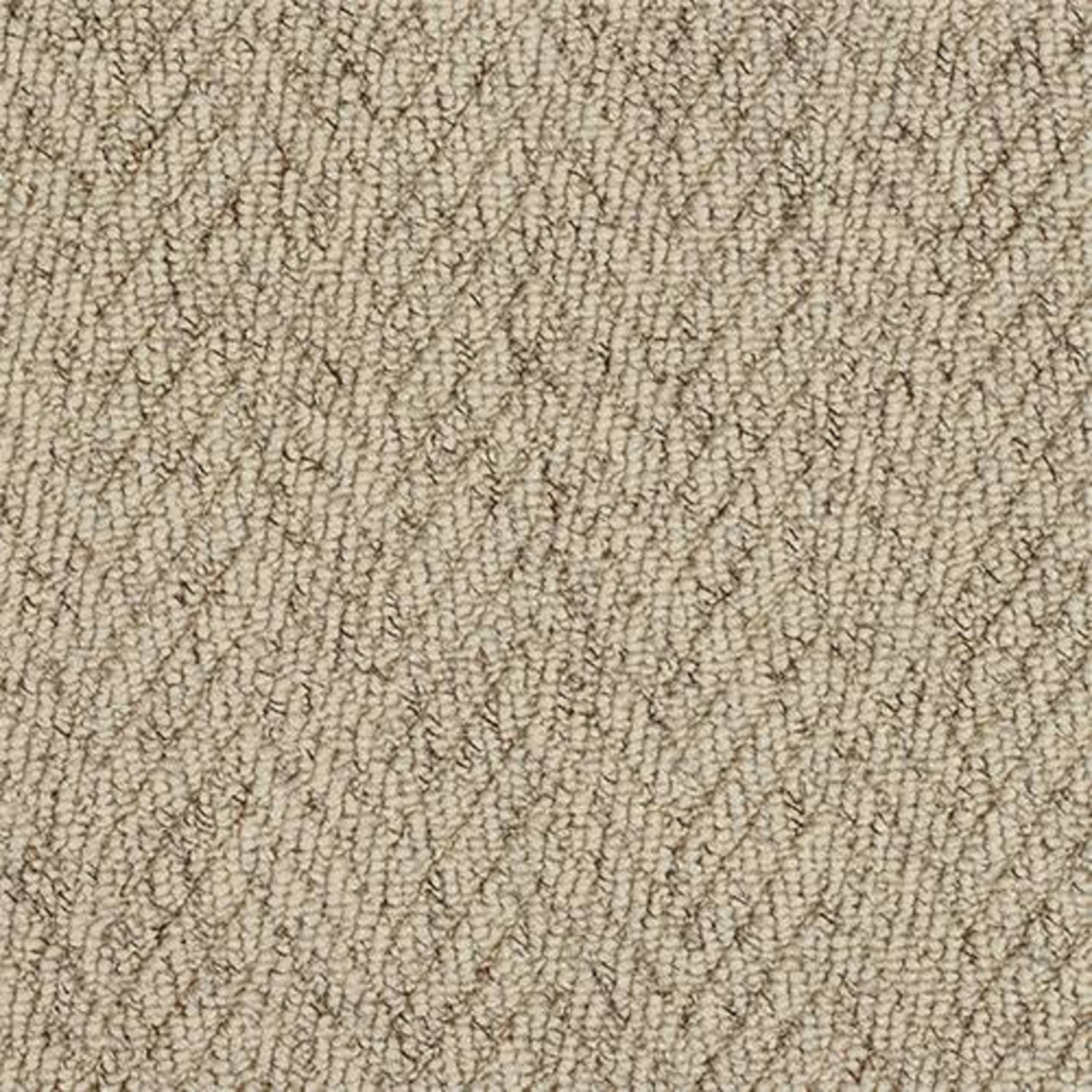 Herringbone Beige Biscotti Stair Runner with 100% Cotton Black Border