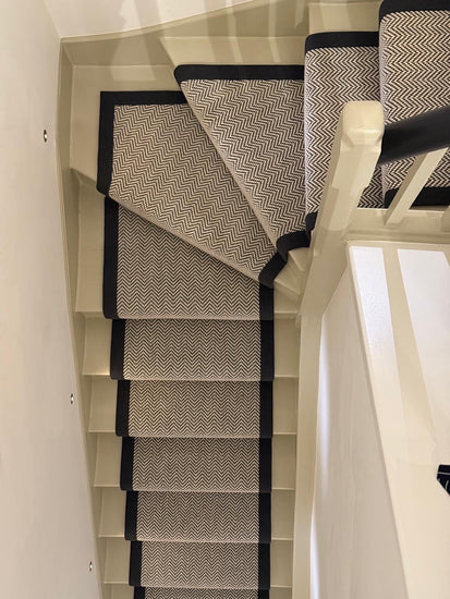 Herringbone Java Stair Runner with 100% Cotton Black Border