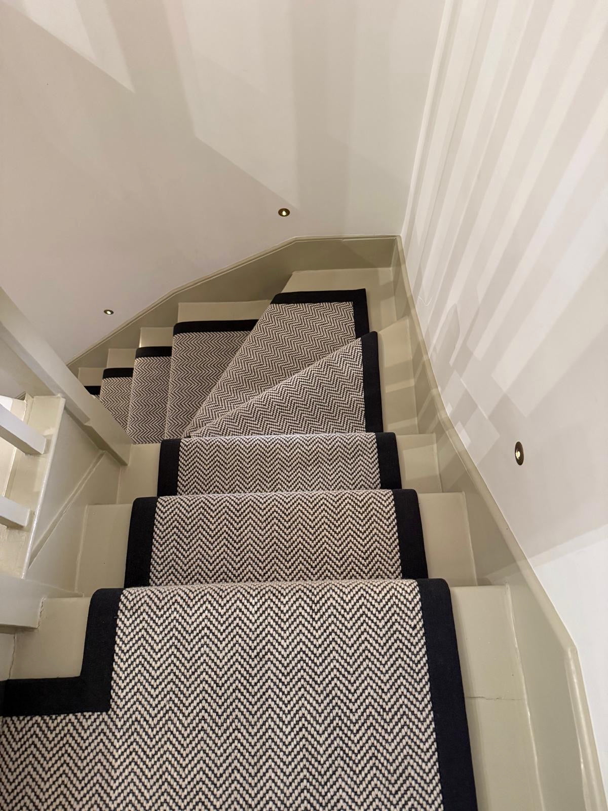 Herringbone Java Stair Runner with 100% Cotton Black Border