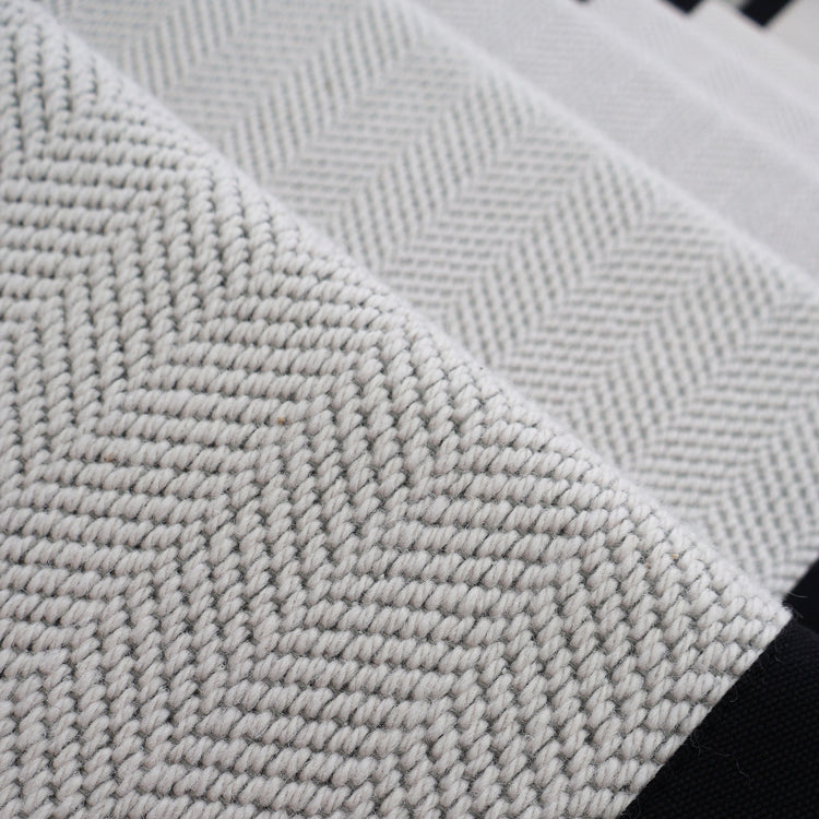 Herringbone Chelsea Wool Stair Runner With 100% Black Cotton Border