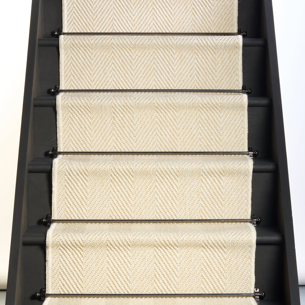 Herringbone New England Ivory Stair Runner with Self-Colour Edge