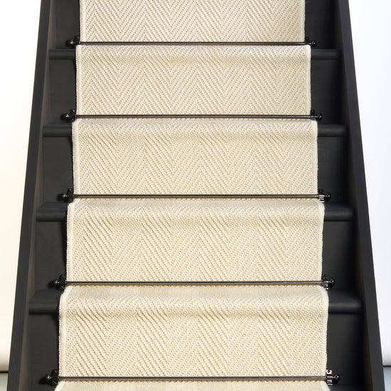 Herringbone New England Ivory Stair Runner with Self-Colour Edge