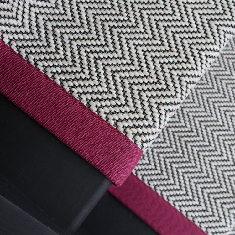 Herringbone Java Stair Runner With 100% Cotton Wine Border