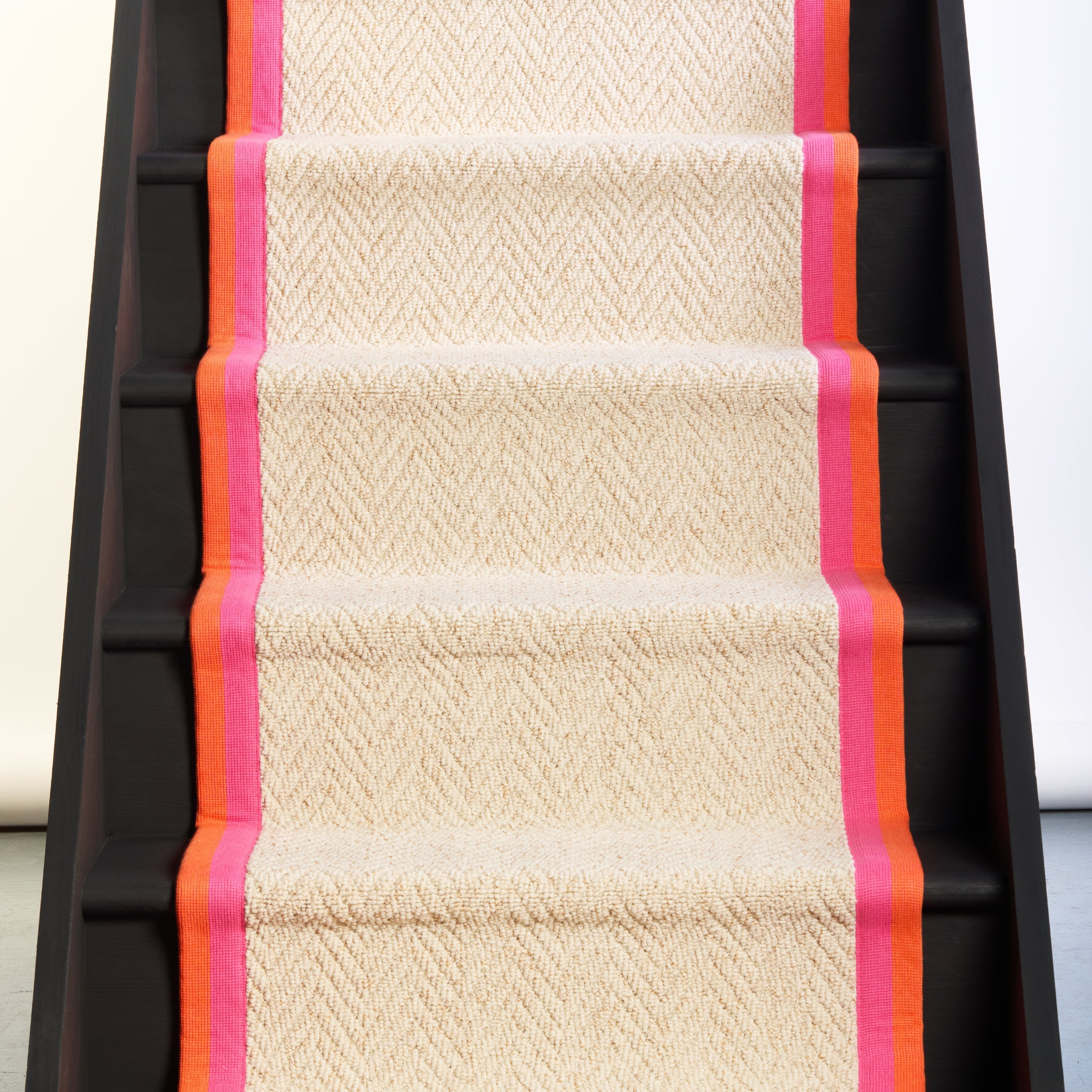 Herringbone Keswick Cream Fleck Sunset Trim Stair Runner