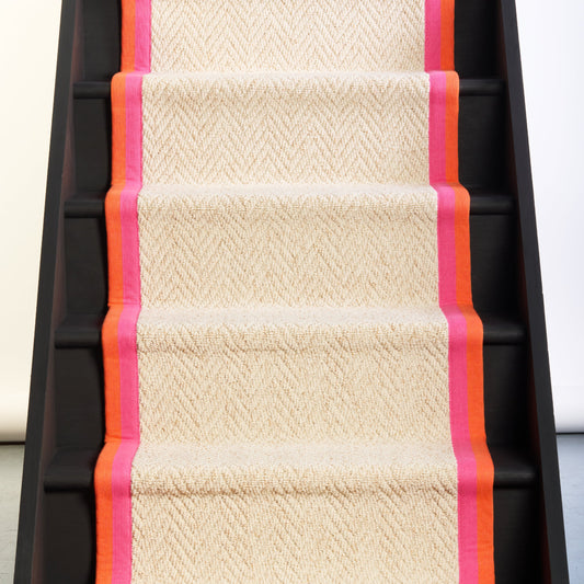 Herringbone Keswick Cream Fleck Sunset Trim Stair Runner