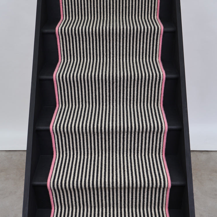 Mayfair Wool Stair Runner with 100% Wool Pink Edge