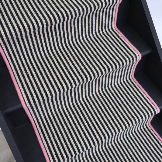 Mayfair Wool Stair Runner with 100% Wool Pink Edge
