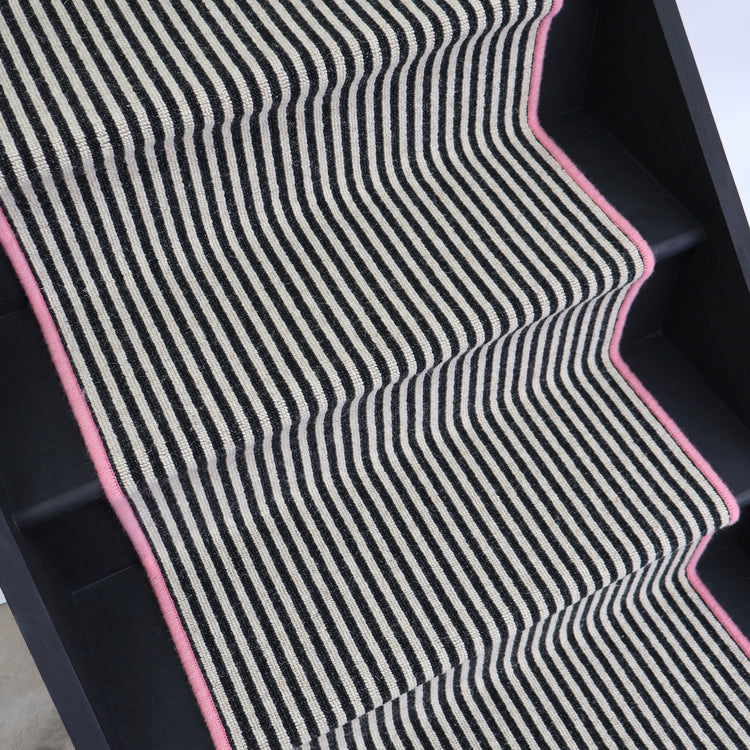 Mayfair Wool Stair Runner with 100% Wool Pink Edge