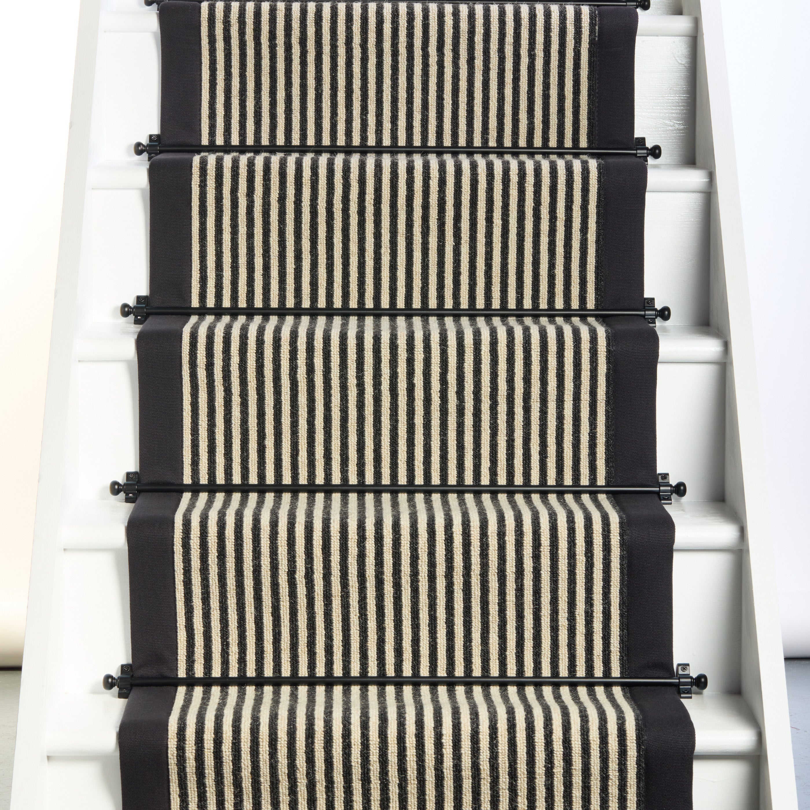 Mayfair Wool Stair Runner with 100% Cotton Black Border