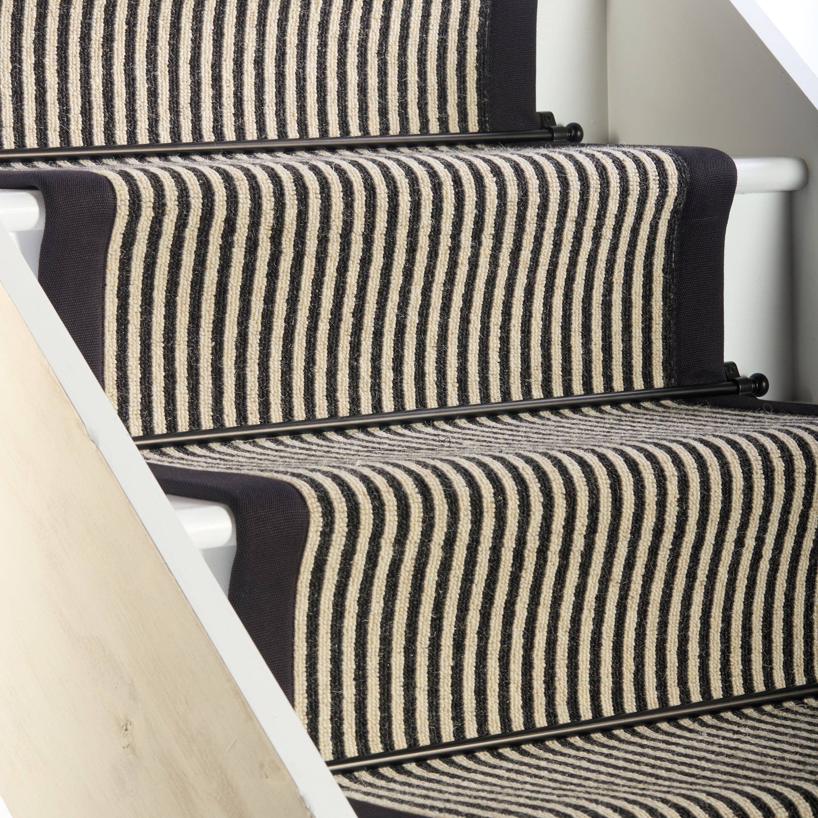 Mayfair Wool Stair Runner with 100% Cotton Black Border