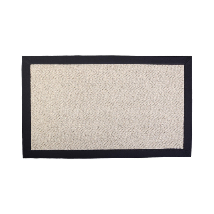 Herringbone Royal Sterling Wool Rug With 100% Cotton Black Border