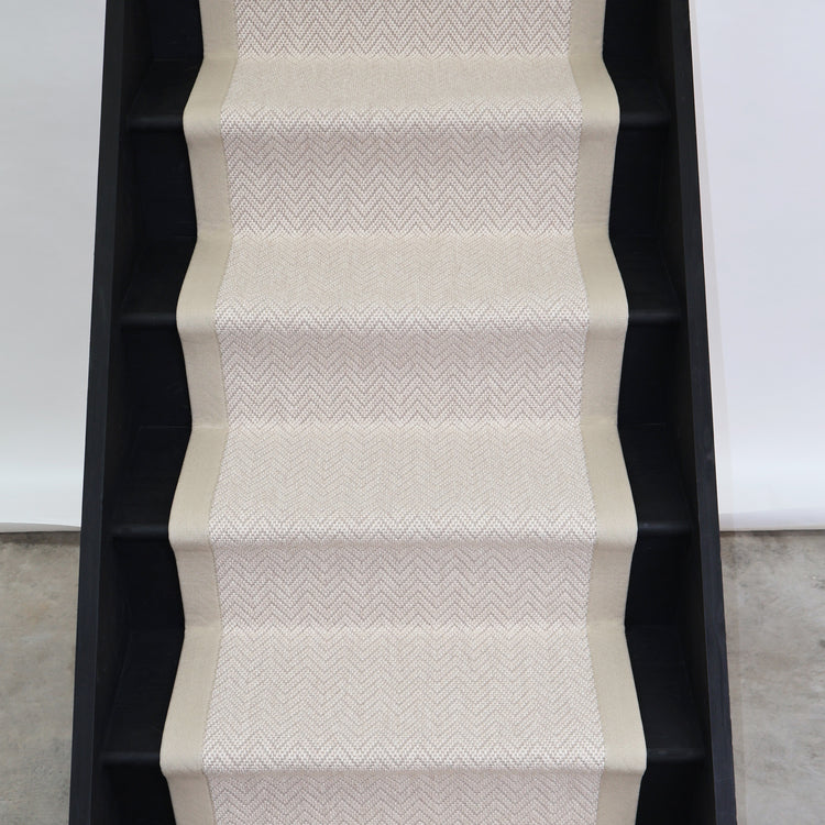 Herringbone Savoy Wool Stair Runner With 100% Sand Cotton Border