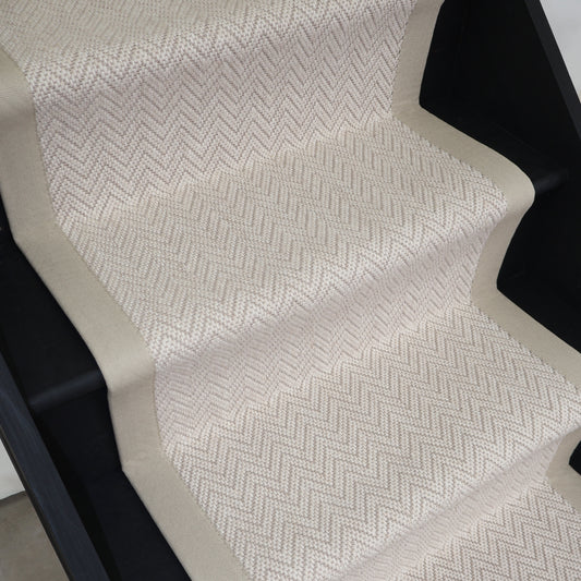 Herringbone Savoy Wool Stair Runner With 100% Sand Cotton Border